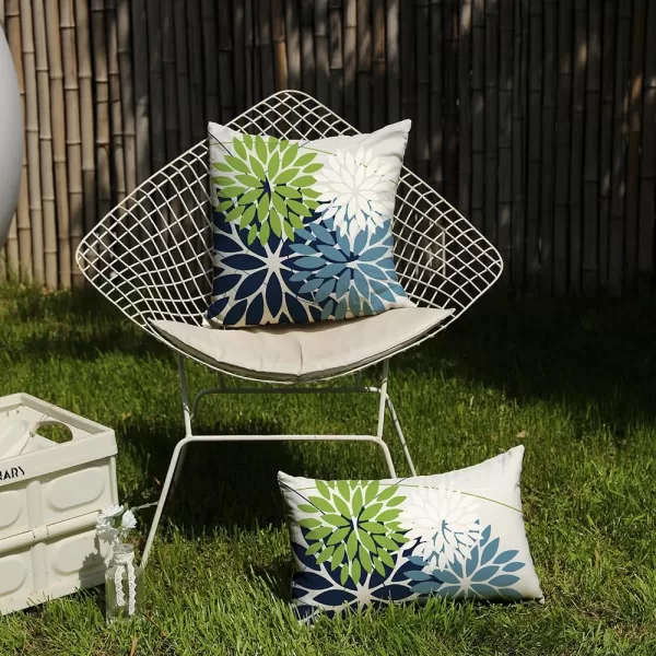 DFXSZ Outdoor Throw Pillow Covers 18x18 Inch Set of 2 Waterproof Spring Summer Geometric Elegant Blue Green Outdoor Pillow Covers for Patio Funiture Garden CouchBlue Green