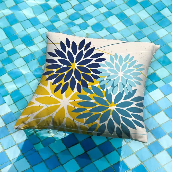 DFXSZ Outdoor Throw Pillow Covers 18x18 Inch Set of 2 Waterproof Spring Summer Geometric Elegant Blue Green Outdoor Pillow Covers for Patio Funiture Garden CouchGreen Blue