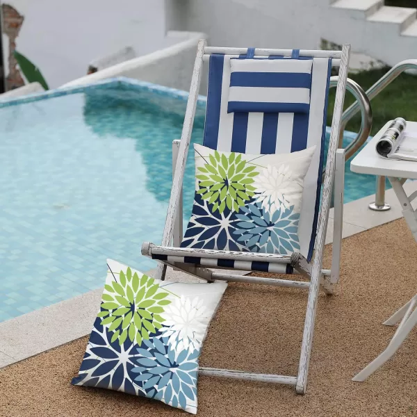 DFXSZ Outdoor Throw Pillow Covers 18x18 Inch Set of 2 Waterproof Spring Summer Geometric Elegant Blue Green Outdoor Pillow Covers for Patio Funiture Garden CouchBlue Green
