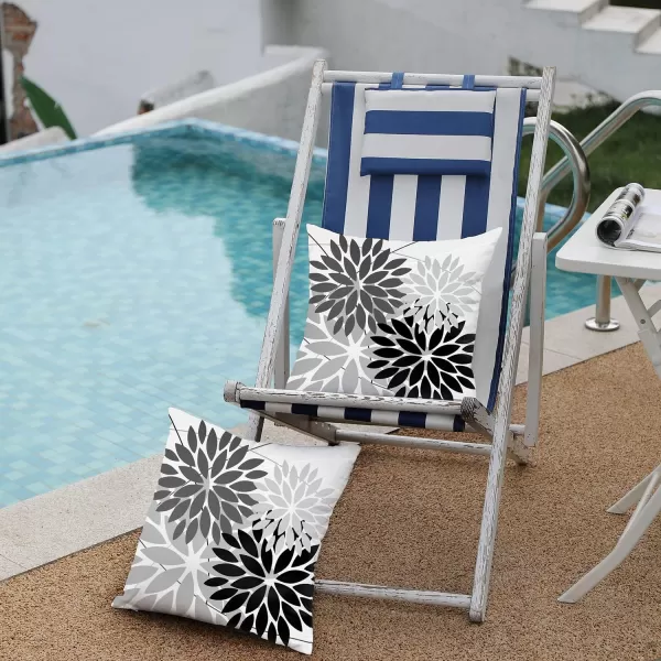 DFXSZ Outdoor Throw Pillow Covers 18x18 Inch Set of 2 Waterproof Spring Summer Geometric Elegant Blue Green Outdoor Pillow Covers for Patio Funiture Garden CouchBlack Grey