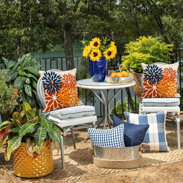 DFXSZ Outdoor Throw Pillow Covers 18x18 Inch Set of 2 Waterproof Spring Summer Geometric Elegant Blue Green Outdoor Pillow Covers for Patio Funiture Garden CouchBlue Orange