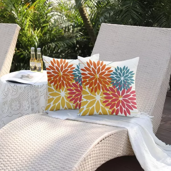 DFXSZ Outdoor Throw Pillow Covers 18x18 Inch Set of 2 Waterproof Spring Summer Geometric Elegant Blue Green Outdoor Pillow Covers for Patio Funiture Garden CouchOrange Pink