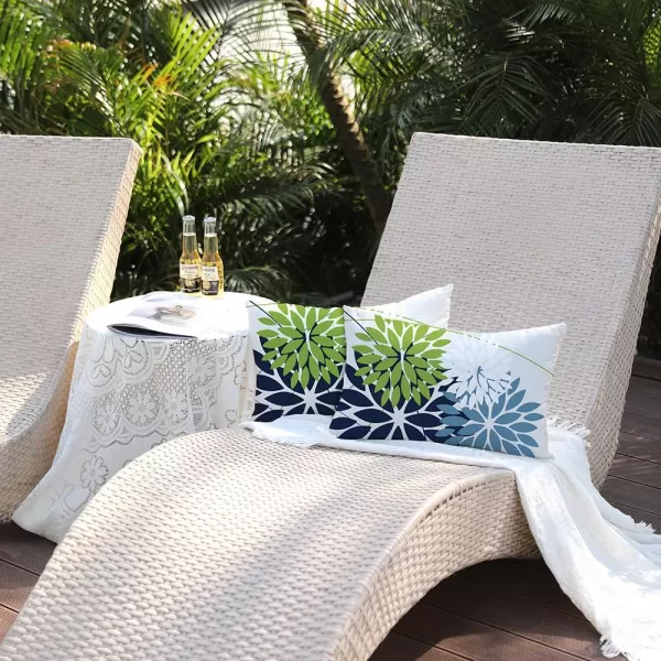 DFXSZ Outdoor Throw Pillow Covers 18x18 Inch Set of 2 Waterproof Spring Summer Geometric Elegant Blue Green Outdoor Pillow Covers for Patio Funiture Garden CouchBlue Green