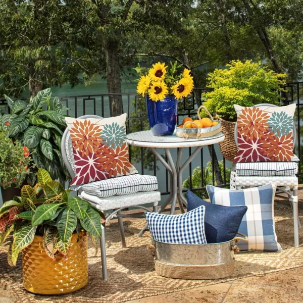 DFXSZ Outdoor Throw Pillow Covers 18x18 Inch Set of 2 Waterproof Spring Summer Geometric Elegant Blue Green Outdoor Pillow Covers for Patio Funiture Garden CouchBurnt Orange