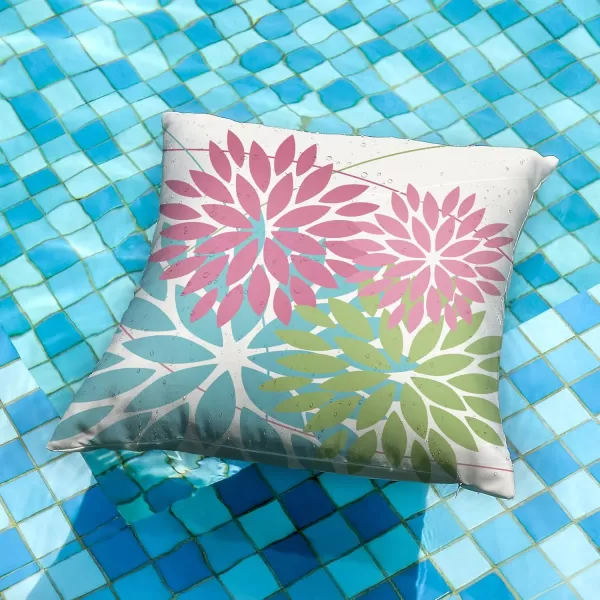DFXSZ Outdoor Throw Pillow Covers 18x18 Inch Set of 2 Waterproof Spring Summer Geometric Elegant Blue Green Outdoor Pillow Covers for Patio Funiture Garden CouchPink Blue Green