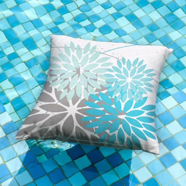 DFXSZ Outdoor Throw Pillow Covers 18x18 Inch Set of 2 Waterproof Spring Summer Geometric Elegant Blue Green Outdoor Pillow Covers for Patio Funiture Garden CouchBlue Grey