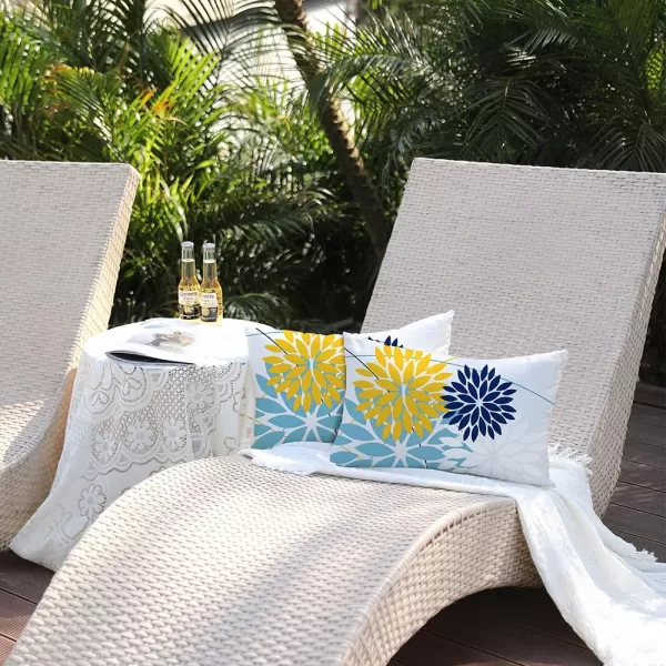 DFXSZ Outdoor Throw Pillow Covers 18x18 Inch Set of 2 Waterproof Spring Summer Geometric Elegant Blue Green Outdoor Pillow Covers for Patio Funiture Garden CouchYellow Blue