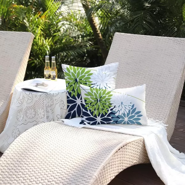 DFXSZ Outdoor Throw Pillow Covers 18x18 Inch Set of 2 Waterproof Spring Summer Geometric Elegant Blue Green Outdoor Pillow Covers for Patio Funiture Garden CouchBlue Green