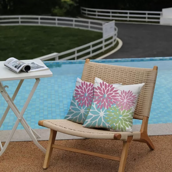 DFXSZ Outdoor Throw Pillow Covers 18x18 Inch Set of 2 Waterproof Spring Summer Geometric Elegant Blue Green Outdoor Pillow Covers for Patio Funiture Garden CouchPink Blue Green