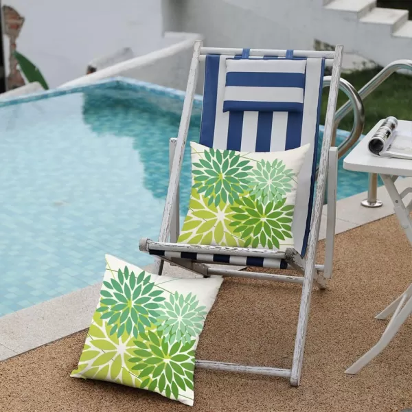 DFXSZ Outdoor Throw Pillow Covers 18x18 Inch Set of 2 Waterproof Spring Summer Geometric Elegant Blue Green Outdoor Pillow Covers for Patio Funiture Garden CouchDark Light Green