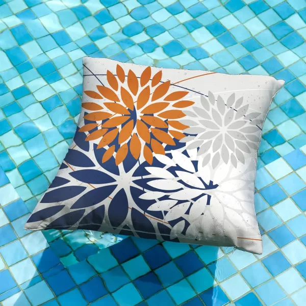 DFXSZ Outdoor Throw Pillow Covers 18x18 Inch Set of 2 Waterproof Spring Summer Geometric Elegant Blue Green Outdoor Pillow Covers for Patio Funiture Garden CouchOrange Blue