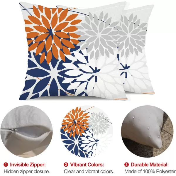 DFXSZ Outdoor Throw Pillow Covers 18x18 Inch Set of 2 Waterproof Spring Summer Geometric Elegant Blue Green Outdoor Pillow Covers for Patio Funiture Garden CouchOrange Blue