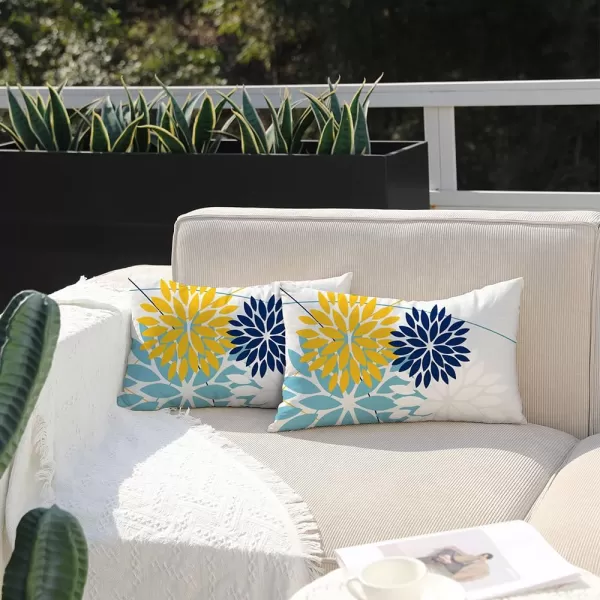 DFXSZ Outdoor Throw Pillow Covers 18x18 Inch Set of 2 Waterproof Spring Summer Geometric Elegant Blue Green Outdoor Pillow Covers for Patio Funiture Garden CouchYellow Blue