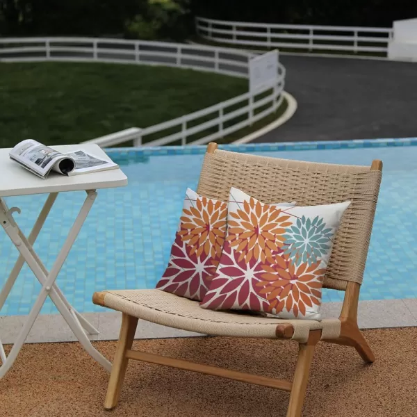 DFXSZ Outdoor Throw Pillow Covers 18x18 Inch Set of 2 Waterproof Spring Summer Geometric Elegant Blue Green Outdoor Pillow Covers for Patio Funiture Garden CouchBurnt Orange