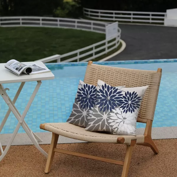 DFXSZ Outdoor Throw Pillow Covers 18x18 Inch Set of 2 Waterproof Spring Summer Geometric Elegant Blue Green Outdoor Pillow Covers for Patio Funiture Garden CouchNavy White
