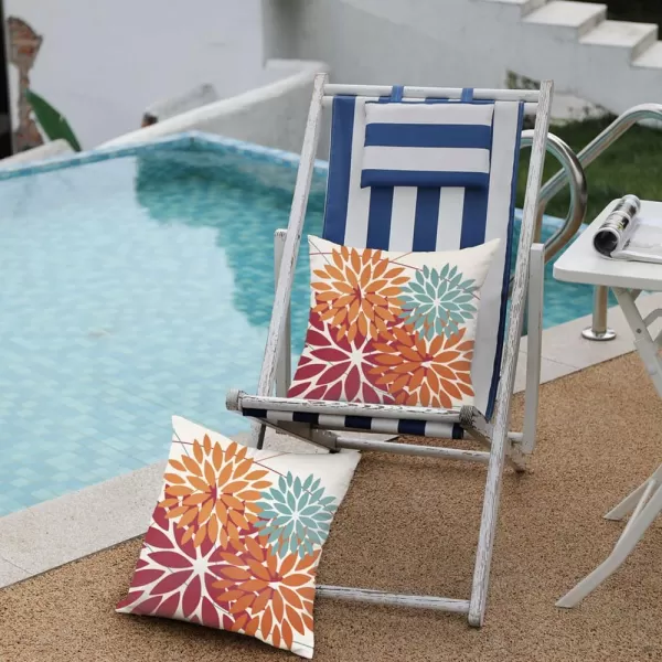 DFXSZ Outdoor Throw Pillow Covers 18x18 Inch Set of 2 Waterproof Spring Summer Geometric Elegant Blue Green Outdoor Pillow Covers for Patio Funiture Garden CouchBurnt Orange