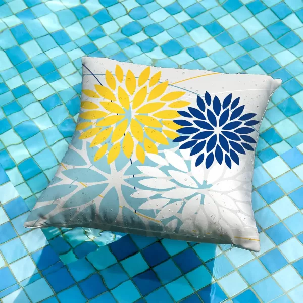 DFXSZ Outdoor Throw Pillow Covers 18x18 Inch Set of 2 Waterproof Spring Summer Geometric Elegant Blue Green Outdoor Pillow Covers for Patio Funiture Garden CouchYellow Blue