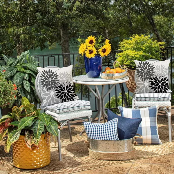 DFXSZ Outdoor Throw Pillow Covers 18x18 Inch Set of 2 Waterproof Spring Summer Geometric Elegant Blue Green Outdoor Pillow Covers for Patio Funiture Garden CouchBlack Grey