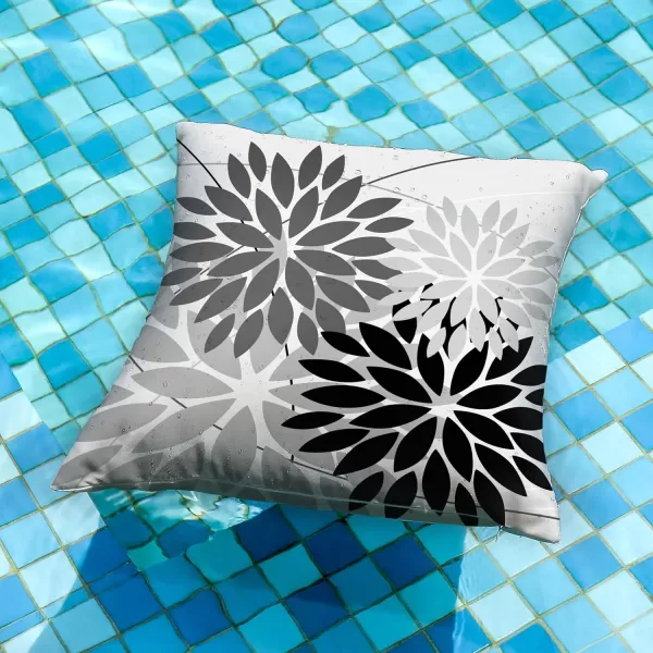 DFXSZ Outdoor Throw Pillow Covers 18x18 Inch Set of 2 Waterproof Spring Summer Geometric Elegant Blue Green Outdoor Pillow Covers for Patio Funiture Garden CouchBlack Grey