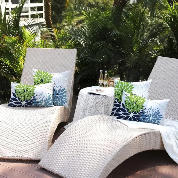 DFXSZ Outdoor Throw Pillow Covers 18x18 Inch Set of 2 Waterproof Spring Summer Geometric Elegant Blue Green Outdoor Pillow Covers for Patio Funiture Garden CouchBlue Green