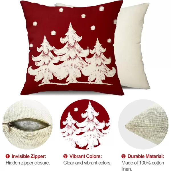 DFXSZ Red Christmas Pillow Covers 18x18 Set of 4 for Christmas Decorations Merry Christmas Tree Believe Snowflake Winter Holiday Decor Throw Cushion Case for Home CouchRed