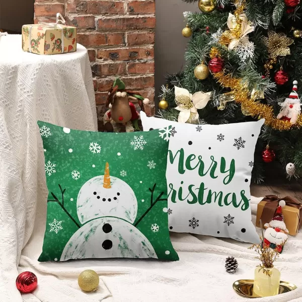DFXSZ Red Christmas Pillow Covers 18x18 Set of 4 for Christmas Decorations Merry Christmas Tree Believe Snowflake Winter Holiday Decor Throw Cushion Case for Home CouchGreen2