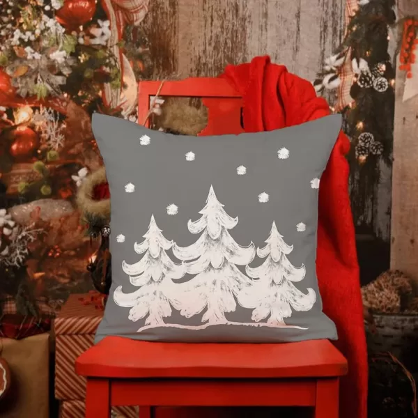 DFXSZ Red Christmas Pillow Covers 18x18 Set of 4 for Christmas Decorations Merry Christmas Tree Believe Snowflake Winter Holiday Decor Throw Cushion Case for Home CouchGrey