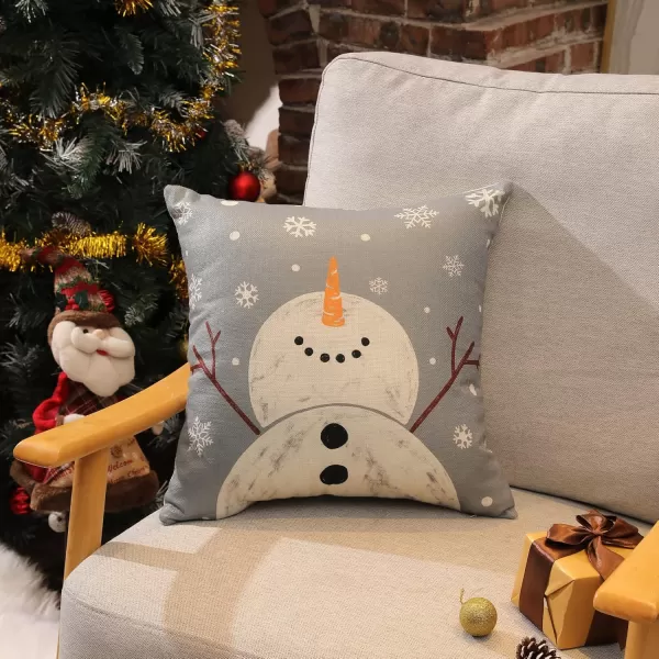 DFXSZ Red Christmas Pillow Covers 18x18 Set of 4 for Christmas Decorations Merry Christmas Tree Believe Snowflake Winter Holiday Decor Throw Cushion Case for Home CouchGrey
