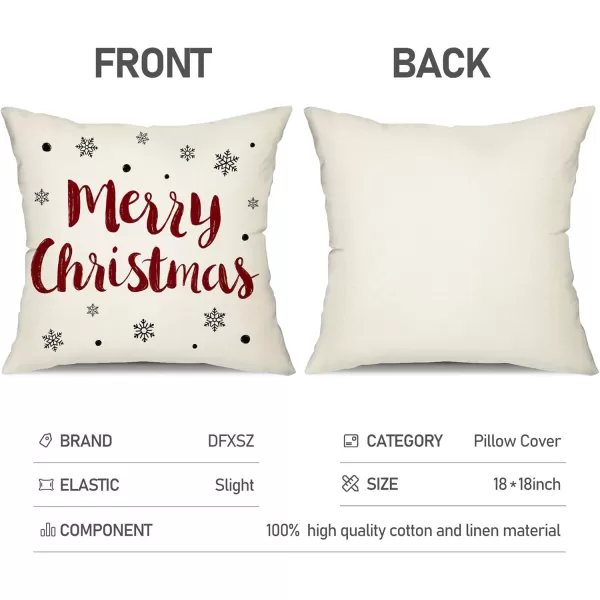 DFXSZ Red Christmas Pillow Covers 18x18 Set of 4 for Christmas Decorations Merry Christmas Tree Believe Snowflake Winter Holiday Decor Throw Cushion Case for Home CouchRed