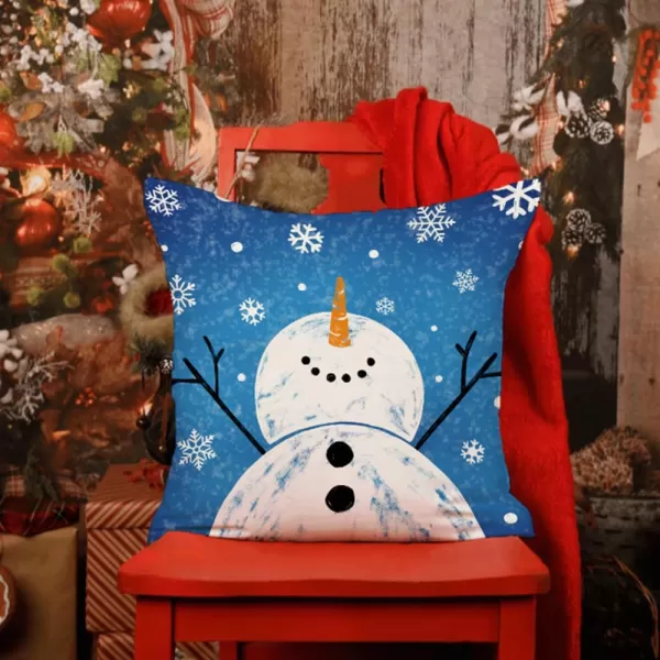 DFXSZ Red Christmas Pillow Covers 18x18 Set of 4 for Christmas Decorations Merry Christmas Tree Believe Snowflake Winter Holiday Decor Throw Cushion Case for Home CouchBlue