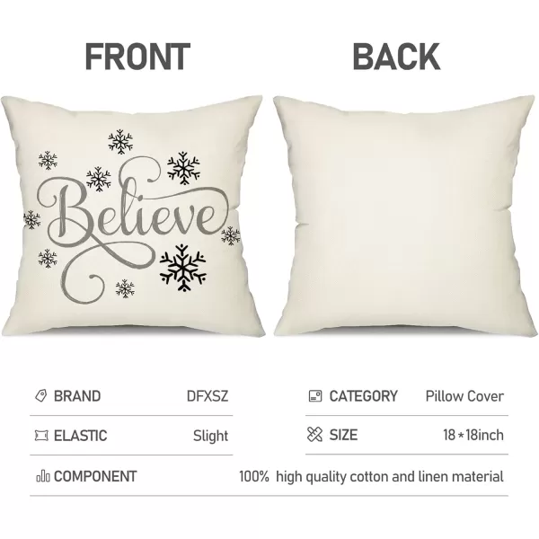 DFXSZ Red Christmas Pillow Covers 18x18 Set of 4 for Christmas Decorations Merry Christmas Tree Believe Snowflake Winter Holiday Decor Throw Cushion Case for Home CouchGrey