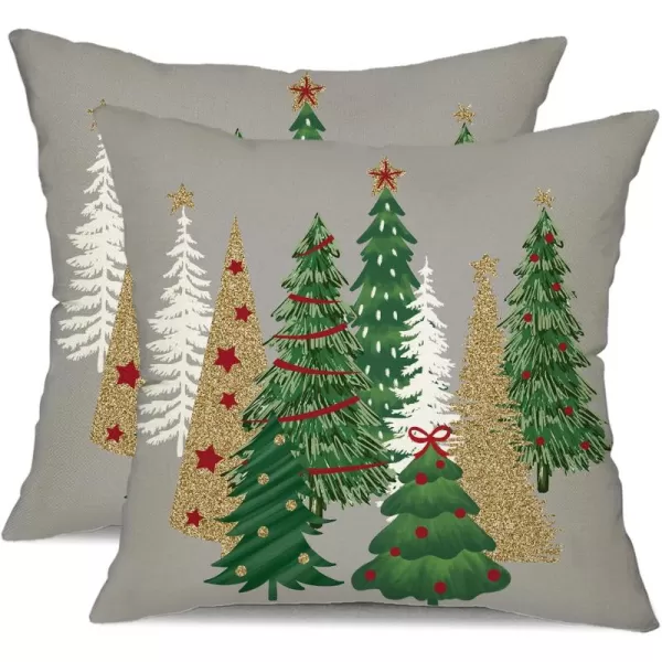 DFXSZ Christmas Pillow Covers 18x18 Inch Set of 2 Christmas Tree Decorative Green Throw Pillows Winter Christmas Decor for Home Couch TH50B18Grey