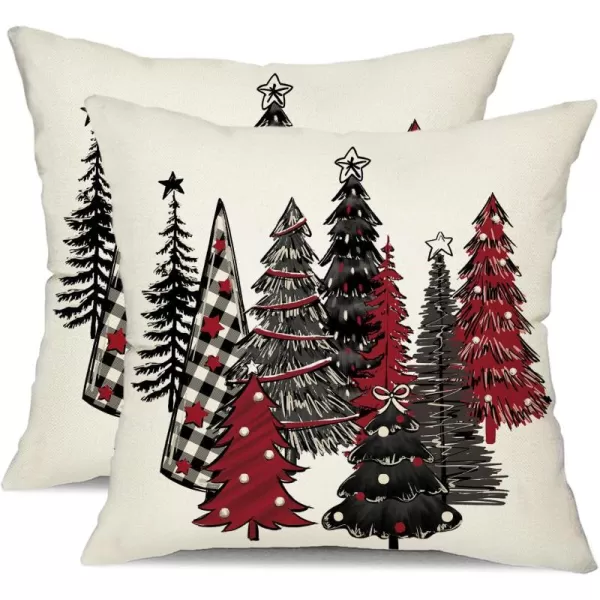 DFXSZ Christmas Pillow Covers 18x18 Inch Set of 2 Christmas Tree Decorative Green Throw Pillows Winter Christmas Decor for Home Couch TH50B18White