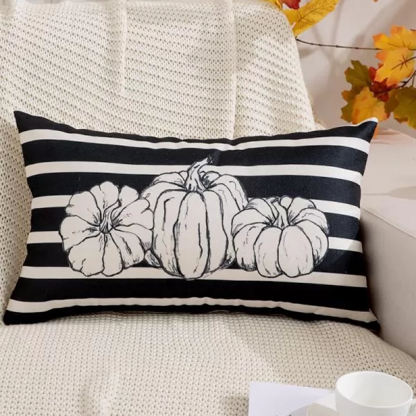 DFXSZ Fall Pillow Covers 12x20 Inch Fall Thanksgiving Gray Polka dots Blue Pumpkins Lumbar Pillow Covers Polyester Fall Decoration for Home Couch YZT074A12White Pumpkin