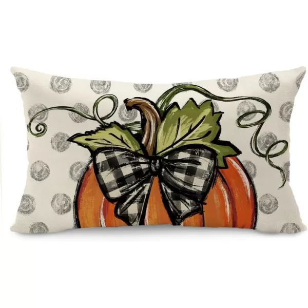 DFXSZ Fall Pillow Covers 12x20 Inch Fall Thanksgiving Gray Polka dots Blue Pumpkins Lumbar Pillow Covers Polyester Fall Decoration for Home Couch YZT074A12Big Orange Pumpkin