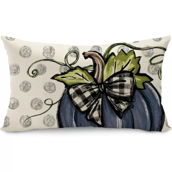 DFXSZ Fall Pillow Covers 12x20 Inch Fall Thanksgiving Gray Polka dots Blue Pumpkins Lumbar Pillow Covers Polyester Fall Decoration for Home Couch YZT074A12Big Blue Pumpkin