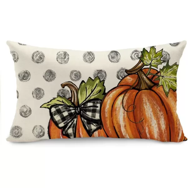 DFXSZ Fall Pillow Covers 12x20 Inch Fall Thanksgiving Gray Polka dots Blue Pumpkins Lumbar Pillow Covers Polyester Fall Decoration for Home Couch YZT074A12Orange Size Pumpkin