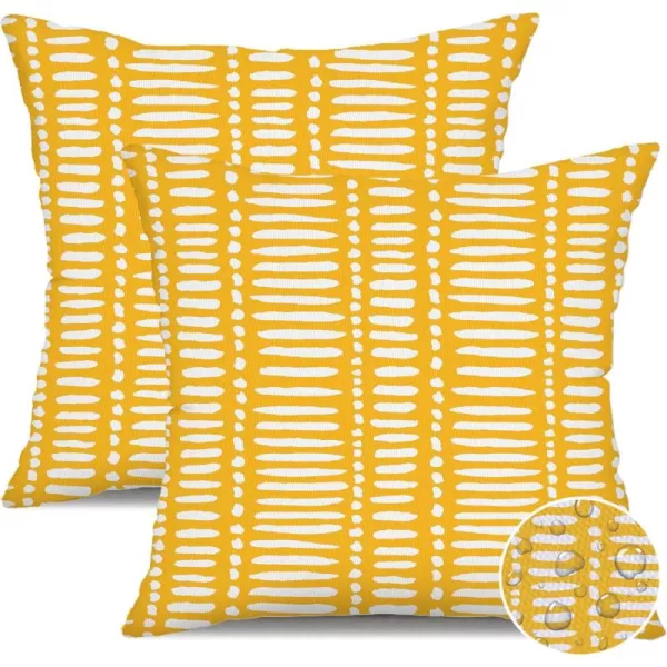 DFXSZ Outdoor Pillow Covers 18x18 Inch Set of 2 White Lines and Polka dots Decor Black Throw Pillow Covers Outdoor Waterproof Pillow Covers Decor for Patio Funiture Garden Sofa Couch 022BYellow