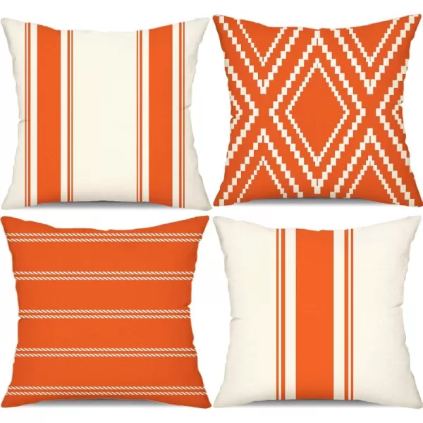 DFXSZ Outdoor Pillow Covers 18x18 Inch Set of 4 Hello Sunshine Decorative Yellow Throw Pillows Outdoor Summer Waterproof Decor for Patio Funiture Garden Polyester Cushion Covers 013DOrange