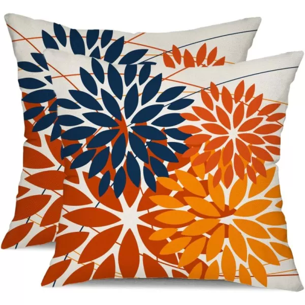 DFXSZ Outdoor Throw Pillow Covers 18x18 Inch Set of 2 Waterproof Spring Summer Geometric Elegant Blue Green Outdoor Pillow Covers for Patio Funiture Garden CouchBlue Orange