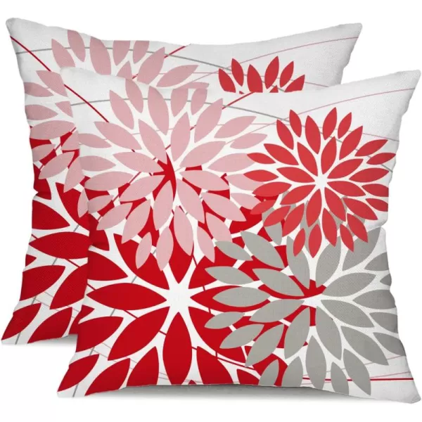 DFXSZ Outdoor Throw Pillow Covers 18x18 Inch Set of 2 Waterproof Spring Summer Geometric Elegant Blue Green Outdoor Pillow Covers for Patio Funiture Garden CouchPink Red Gray