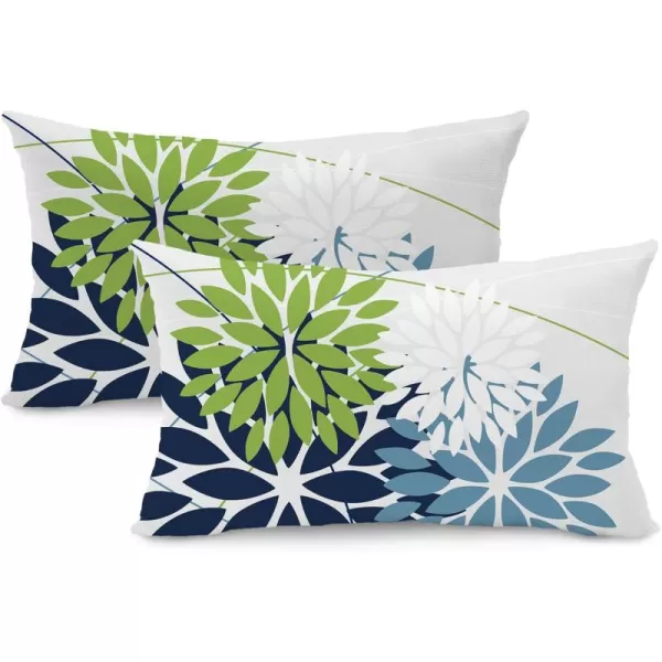 DFXSZ Outdoor Throw Pillow Covers 18x18 Inch Set of 2 Waterproof Spring Summer Geometric Elegant Blue Green Outdoor Pillow Covers for Patio Funiture Garden CouchBlue Green