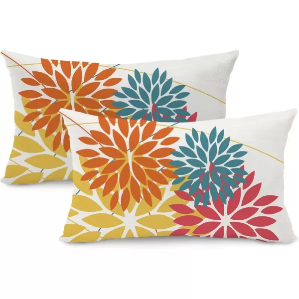 DFXSZ Outdoor Throw Pillow Covers 18x18 Inch Set of 2 Waterproof Spring Summer Geometric Elegant Blue Green Outdoor Pillow Covers for Patio Funiture Garden CouchOrange Pink