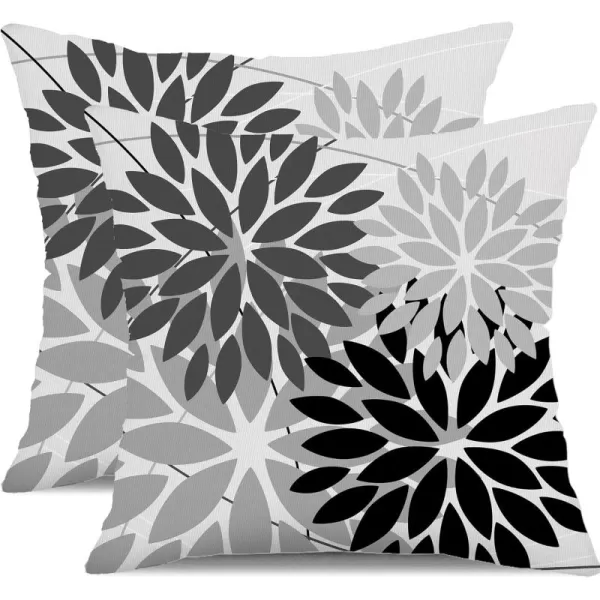 DFXSZ Outdoor Throw Pillow Covers 18x18 Inch Set of 2 Waterproof Spring Summer Geometric Elegant Blue Green Outdoor Pillow Covers for Patio Funiture Garden CouchBlack Grey