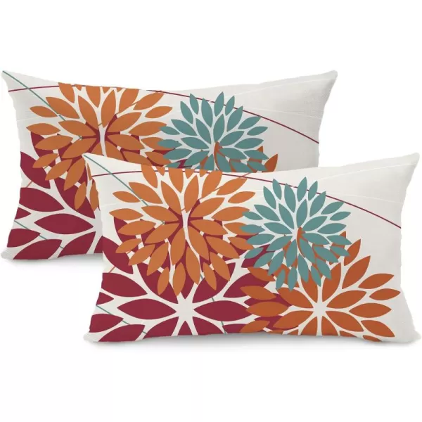 DFXSZ Outdoor Throw Pillow Covers 18x18 Inch Set of 2 Waterproof Spring Summer Geometric Elegant Blue Green Outdoor Pillow Covers for Patio Funiture Garden CouchBurnt Orange