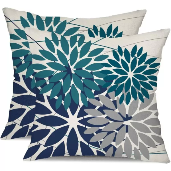 DFXSZ Outdoor Throw Pillow Covers 18x18 Inch Set of 2 Waterproof Spring Summer Geometric Elegant Blue Green Outdoor Pillow Covers for Patio Funiture Garden CouchDark Blue Gray