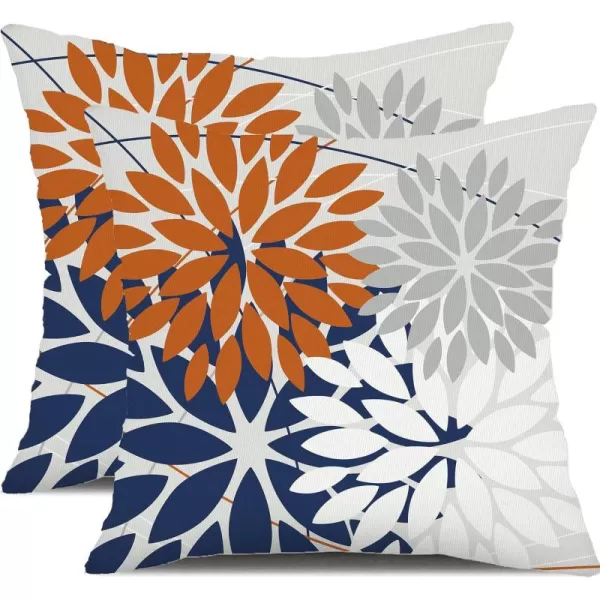 DFXSZ Outdoor Throw Pillow Covers 18x18 Inch Set of 2 Waterproof Spring Summer Geometric Elegant Blue Green Outdoor Pillow Covers for Patio Funiture Garden CouchOrange Blue
