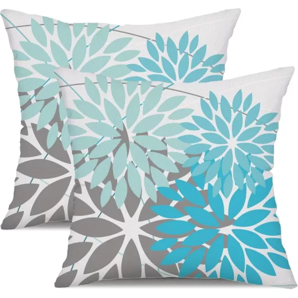 DFXSZ Outdoor Throw Pillow Covers 18x18 Inch Set of 2 Waterproof Spring Summer Geometric Elegant Blue Green Outdoor Pillow Covers for Patio Funiture Garden CouchBlue Grey