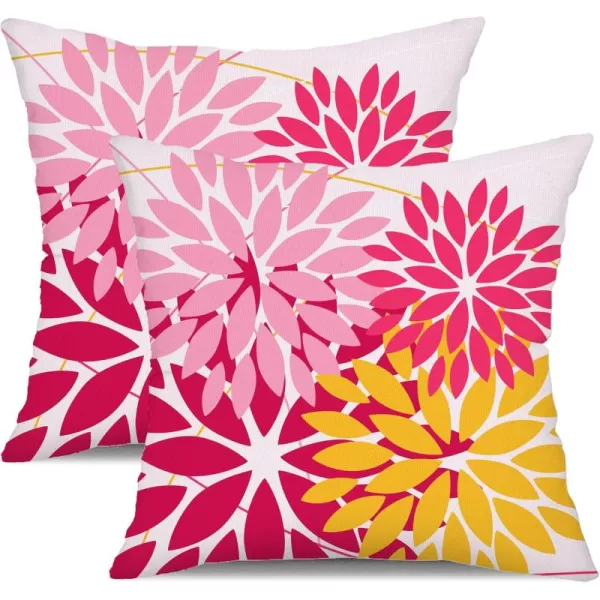 DFXSZ Outdoor Throw Pillow Covers 18x18 Inch Set of 2 Waterproof Spring Summer Geometric Elegant Blue Green Outdoor Pillow Covers for Patio Funiture Garden CouchPink