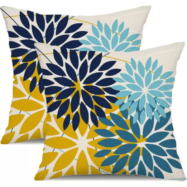 DFXSZ Outdoor Throw Pillow Covers 18x18 Inch Set of 2 Waterproof Spring Summer Geometric Elegant Blue Green Outdoor Pillow Covers for Patio Funiture Garden CouchGreen Blue